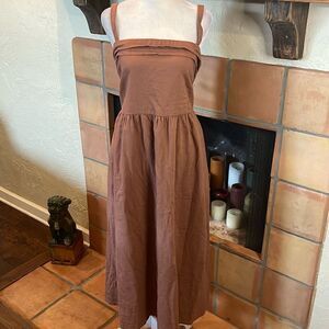 Joie Midi Linen Blend Sundress Pockets Clay Terracotta, 16!